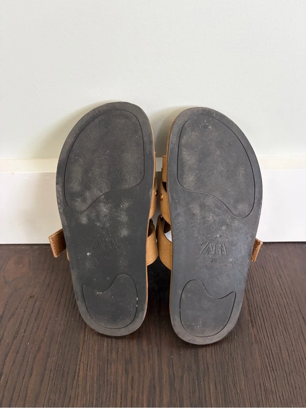 Zara Gold Studded Suede Slide Sandals - Picture 4 of 5